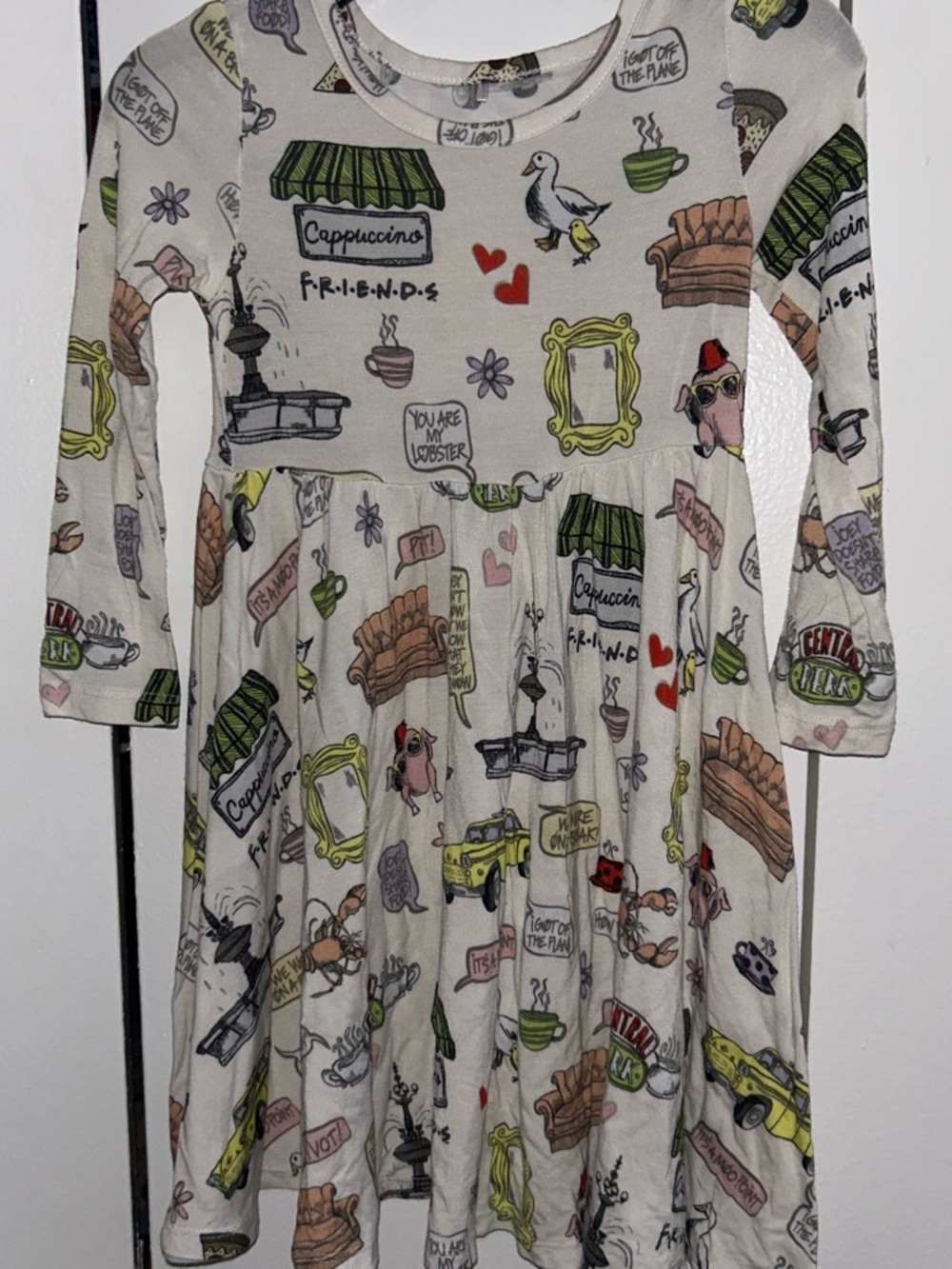 Posh Peanut Cream 'Friends' Inspired Graphic Long Sleeve Dress